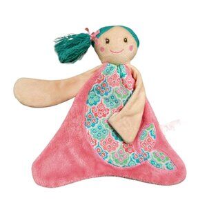 Maison Chic Mermaid Plush Lovey Paci Holder Blue Hair Doll Pink Security Blanket